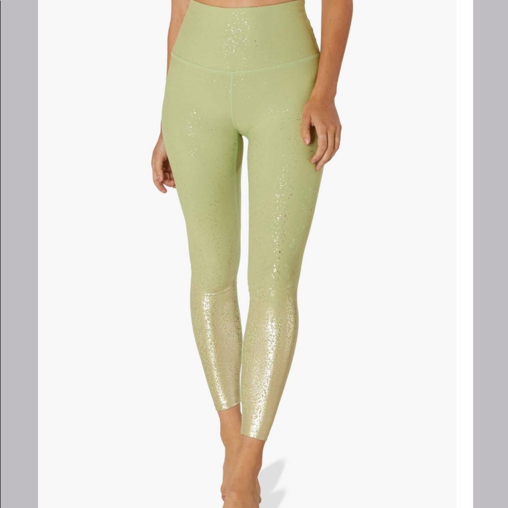 NWT Beyond Yoga ombré sea green gold leggings